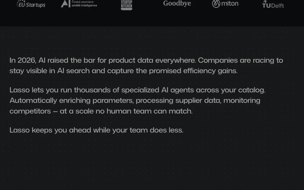 Lasso homepage — screenshot of the productivity & writing AI tool, Oct 1, 2026