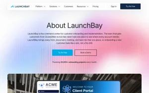LaunchBay about page — screenshot of the productivity & writing AI tool, 2026-10-02