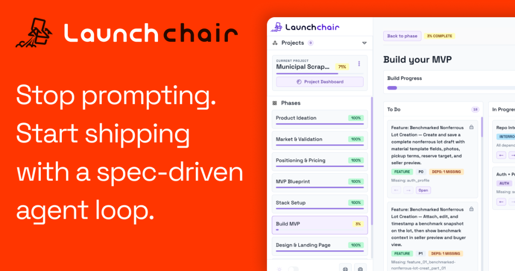 LaunchChair homepage screenshot, coding AI tool