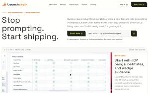 LaunchChair homepage — screenshot of the coding AI tool, 2026-10-02