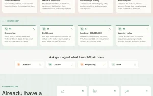 LaunchChair homepage — screenshot of the coding AI tool, 2026-10-02