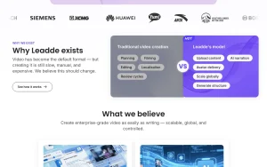 Leadde about page — screenshot of the video AI tool, 2026-10-02