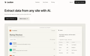 Lection homepage — screenshot of the productivity & writing AI tool, 2026-10-02
