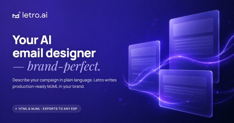 Capture d'écran de la page d'accueil de Letro, outil d'IA productivité et rédaction