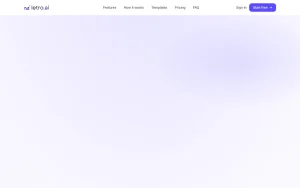 Letro homepage — screenshot of the productivity & writing AI tool, 2026-10-01