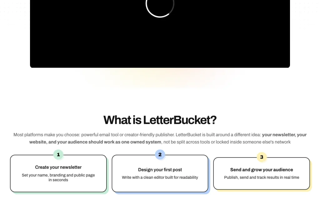 LetterBucket page d'accueil — capture d'écran de l'outil d'IA productivité et rédaction, Oct 1, 2026