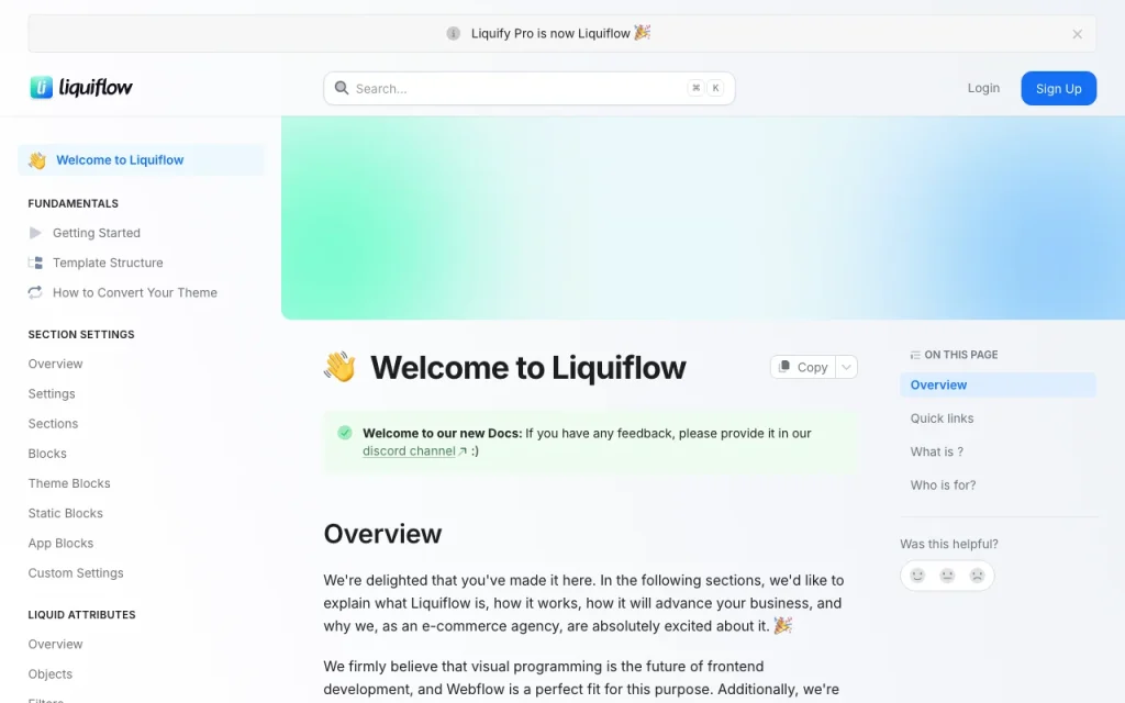 Liquiflow documentation — screenshot of the coding AI tool, Oct 2, 2026