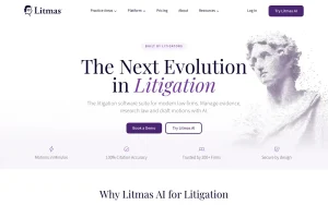 Litmas AI homepage — screenshot of the productivity & writing AI tool, 2026-10-02