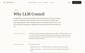 LLM Council about page — screenshot of the chat assistants AI tool, 2026-10-02