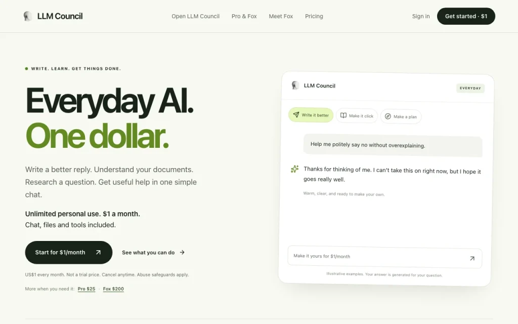 LLM Council homepage — screenshot of the chat assistants AI tool, Oct 2, 2026