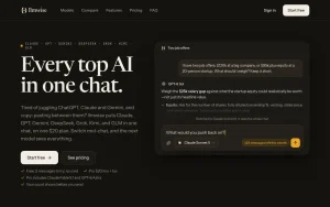 LLMWise homepage — screenshot of the chat assistants AI tool, 2026-10-02