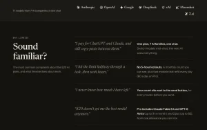 LLMWise homepage — screenshot of the chat assistants AI tool, 2026-10-02