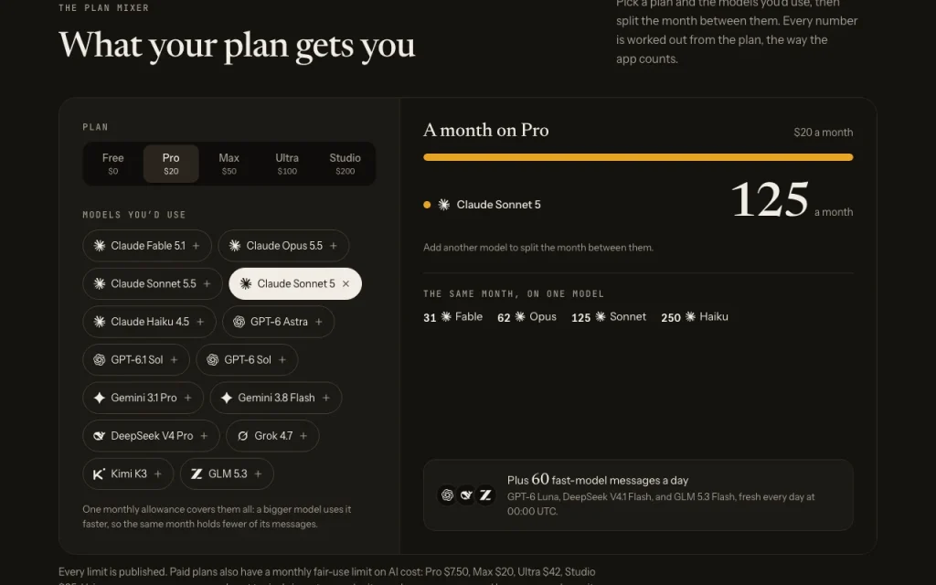 LLMWise pricing page with plans and prices — screenshot of the chat assistants AI tool, Oct 2, 2026