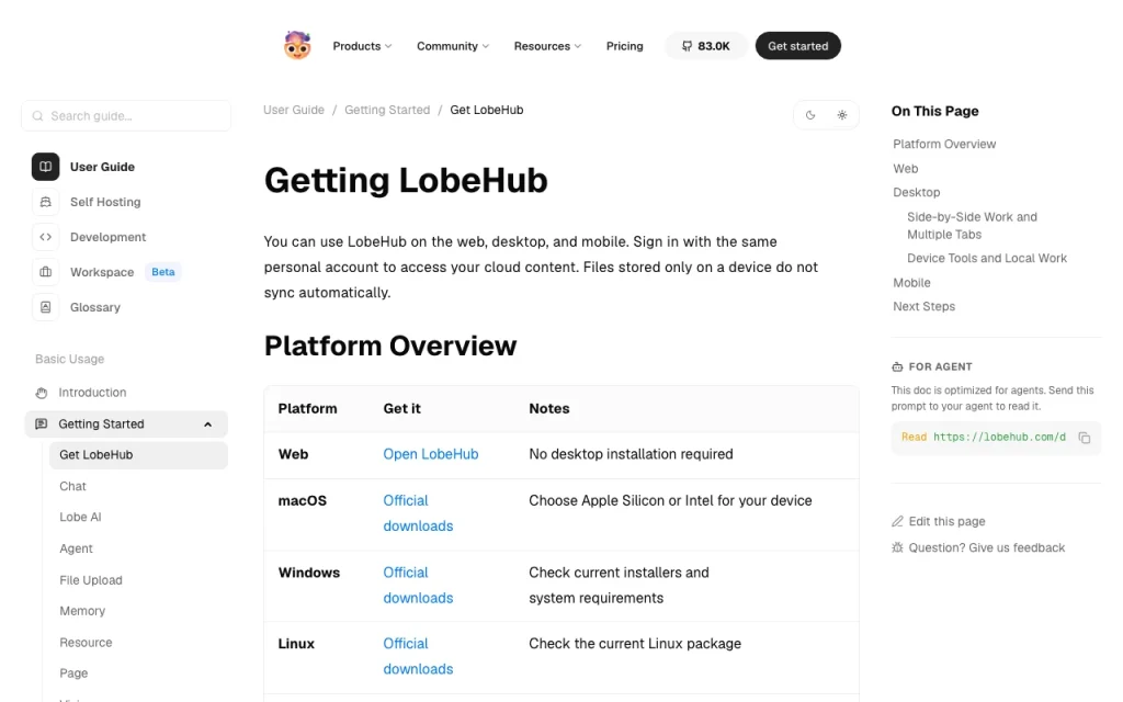 LobeHub documentation — screenshot of the chat assistants AI tool, Oct 2, 2026