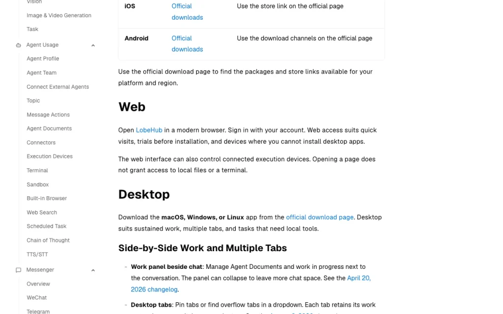 LobeHub documentation — screenshot of the chat assistants AI tool, Oct 2, 2026
