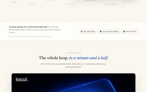 Locul homepage — screenshot of the productivity & writing AI tool, 2026-10-01