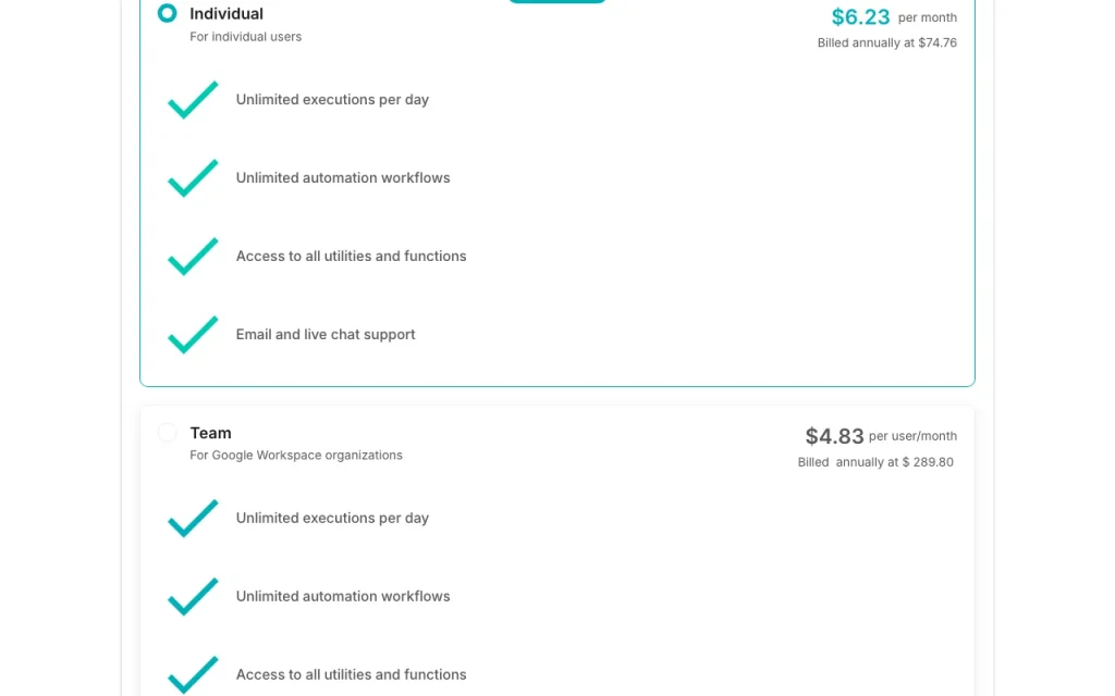 Logic Sheet página de precios con planes y precios — captura de pantalla de la herramienta de IA productividad y escritura, Oct 2, 2026