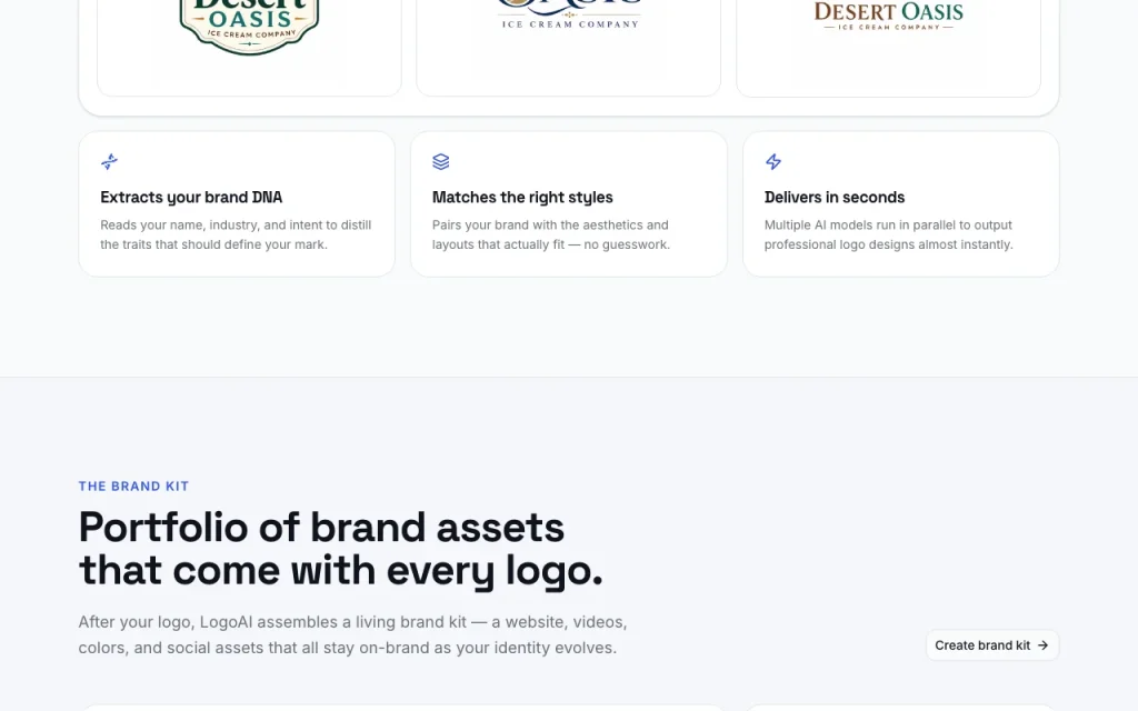LogoAI homepage — screenshot of the image generation AI tool, Oct 13, 2026
