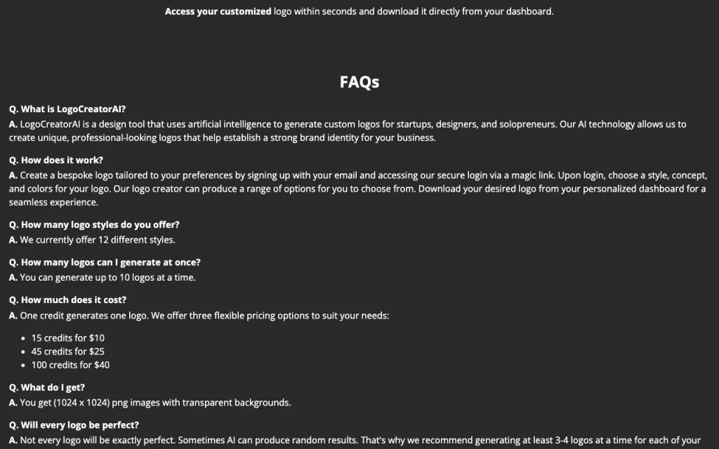 LogoCreatorAI homepage — screenshot of the image generation AI tool, Oct 13, 2026