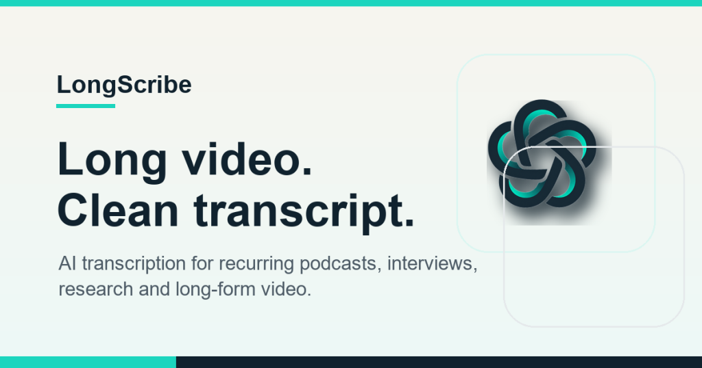 LongScribe homepage screenshot, audio & voice AI tool