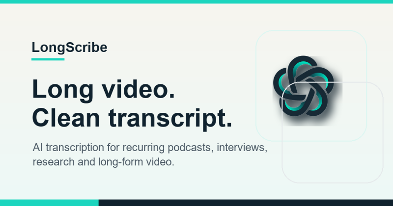 LongScribe homepage screenshot, audio & voice AI tool