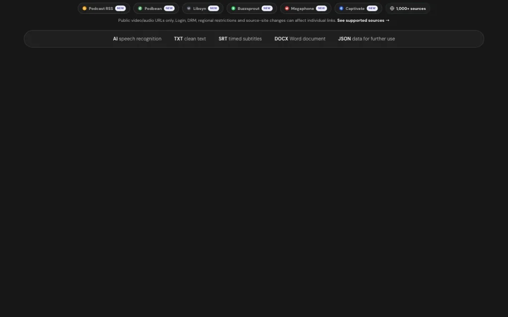 LongScribe homepage — screenshot of the audio & voice AI tool, Oct 1, 2026