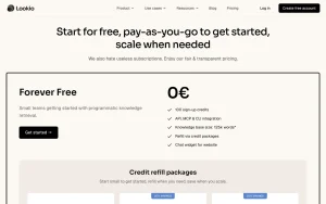 Lookio pricing page homepage screenshot, productivity & writing AI tool
