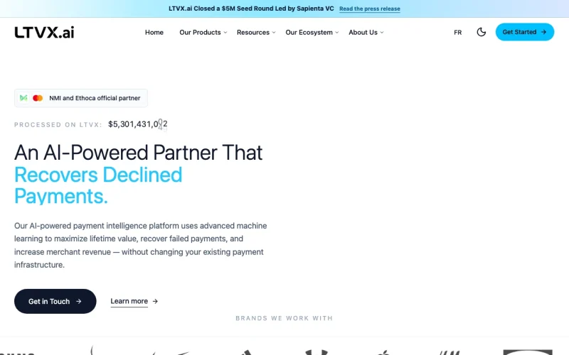 LTVX.ai captura de tela da página inicial, ferramenta de IA produtividade & escrita