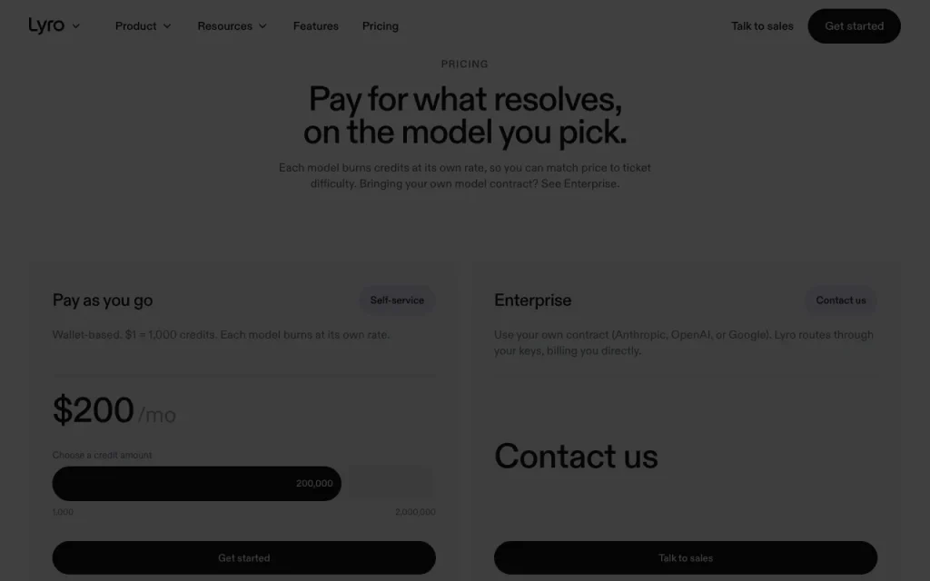 Lyro página de precios con planes y precios — captura de pantalla de la herramienta de IA productividad y escritura, Oct 2, 2026