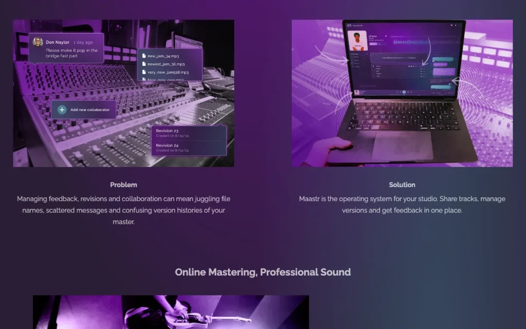 Maastr homepage — screenshot of the audio & voice AI tool, Oct 2, 2026