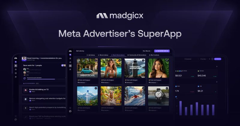 Madgicx homepage screenshot, productivity & writing AI tool