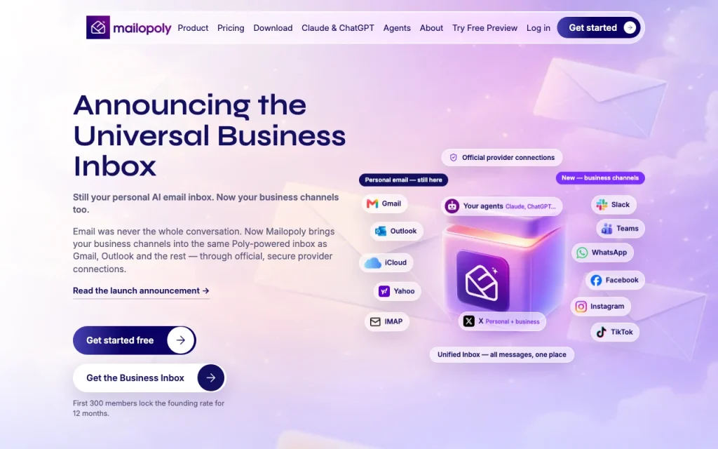 Mailopoly homepage screenshot, productivity & writing AI tool