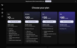 Marble (World Labs) pricing page with plans and prices — screenshot of the image generation AI tool, 2026-10-02