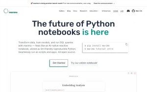 marimo homepage — screenshot of the coding AI tool, 2026-10-02