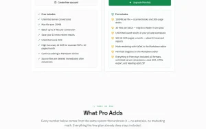 MarkItDown Online pricing page with plans and prices — screenshot of the productivity & writing AI tool, 2026-10-01