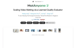 MatAnyone 2 homepage — screenshot of the video AI tool, 2026-10-02
