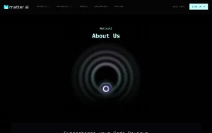 MatterAI about page — screenshot of the coding AI tool, 2026-10-02