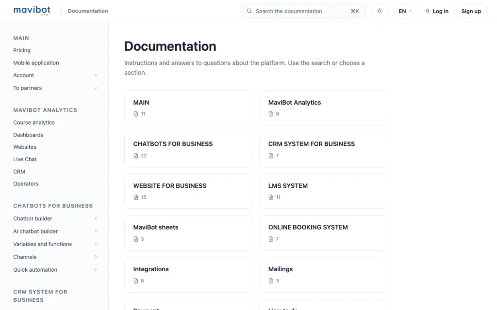 Mavibot documentation — screenshot of the productivity & writing AI tool, Oct 2, 2026
