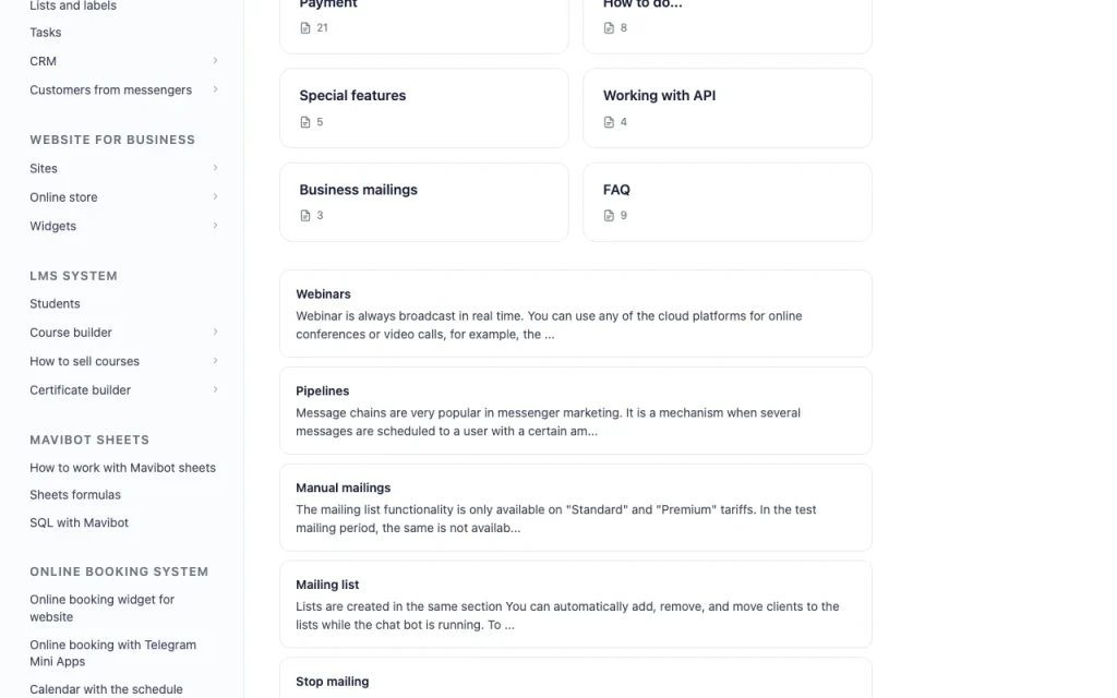 Mavibot documentation — screenshot of the productivity & writing AI tool, Oct 2, 2026