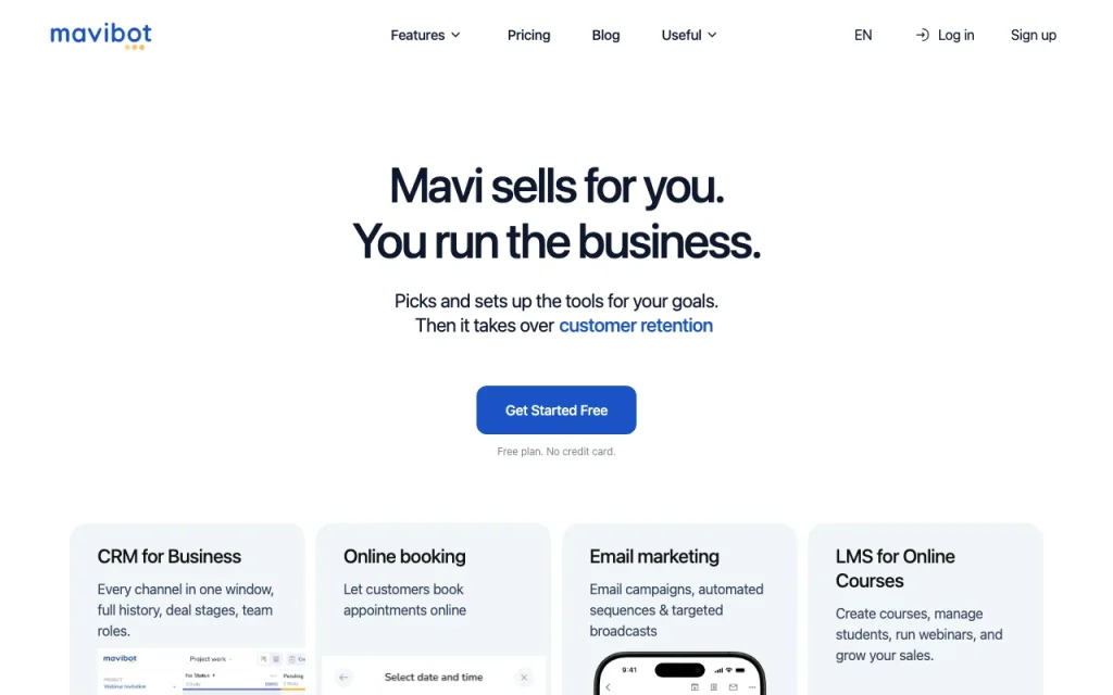 Mavibot Startseite – Screenshot des KI-Tools produktivität & schreiben, Oct 2, 2026