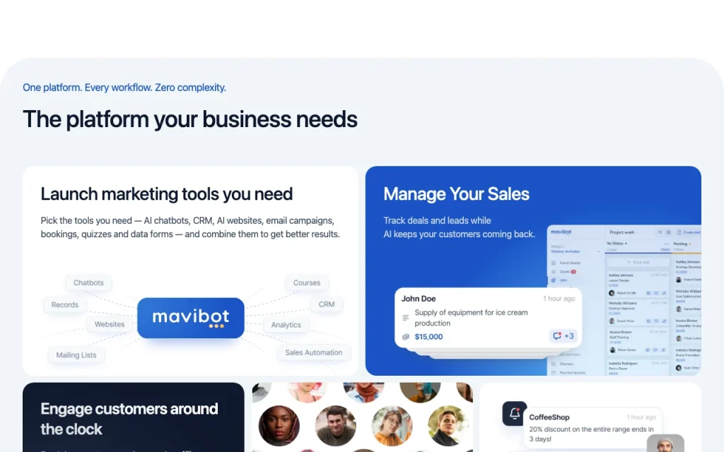 Mavibot homepage — screenshot of the productivity & writing AI tool, Oct 2, 2026