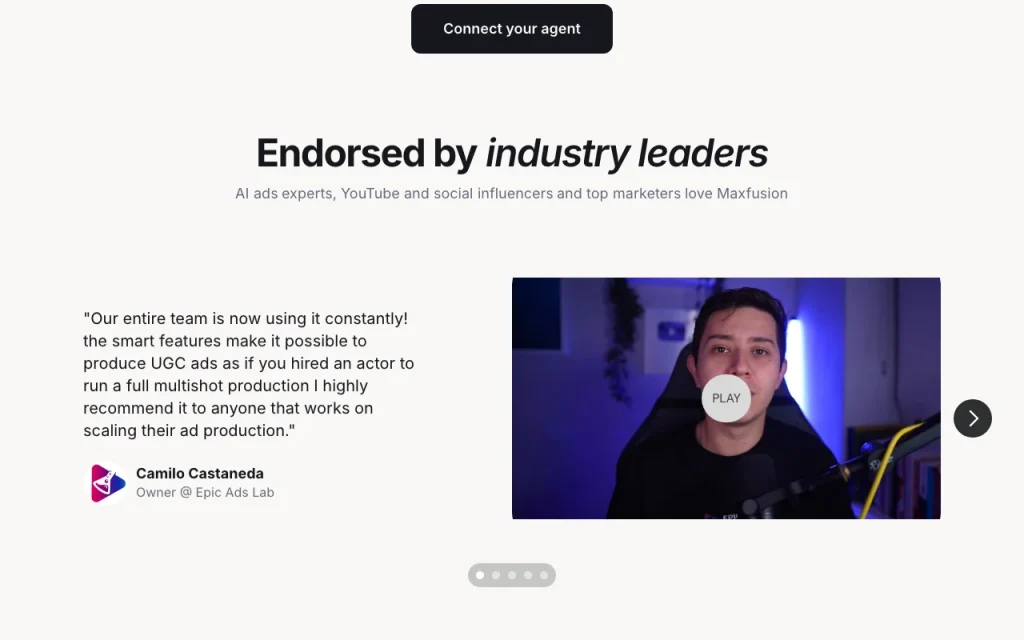 Maxfusion AI homepage — screenshot of the video AI tool, Oct 1, 2026