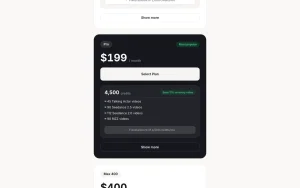 Maxfusion AI pricing page with plans and prices — screenshot of the video AI tool, 2026-10-01