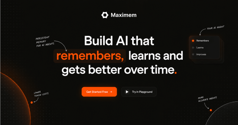 Maximem (Synap) homepage screenshot, coding AI tool