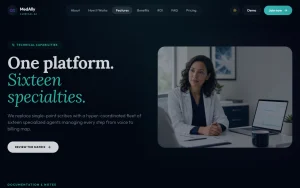 MedAlly features page — screenshot of the productivity & writing AI tool, 2026-10-02