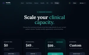 MedAlly pricing page with plans and prices — screenshot of the productivity & writing AI tool, 2026-10-02