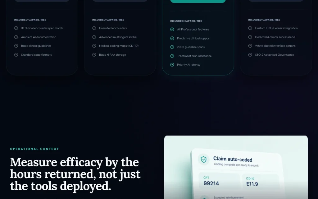 MedAlly pricing page with plans and prices — screenshot of the productivity & writing AI tool, Oct 2, 2026