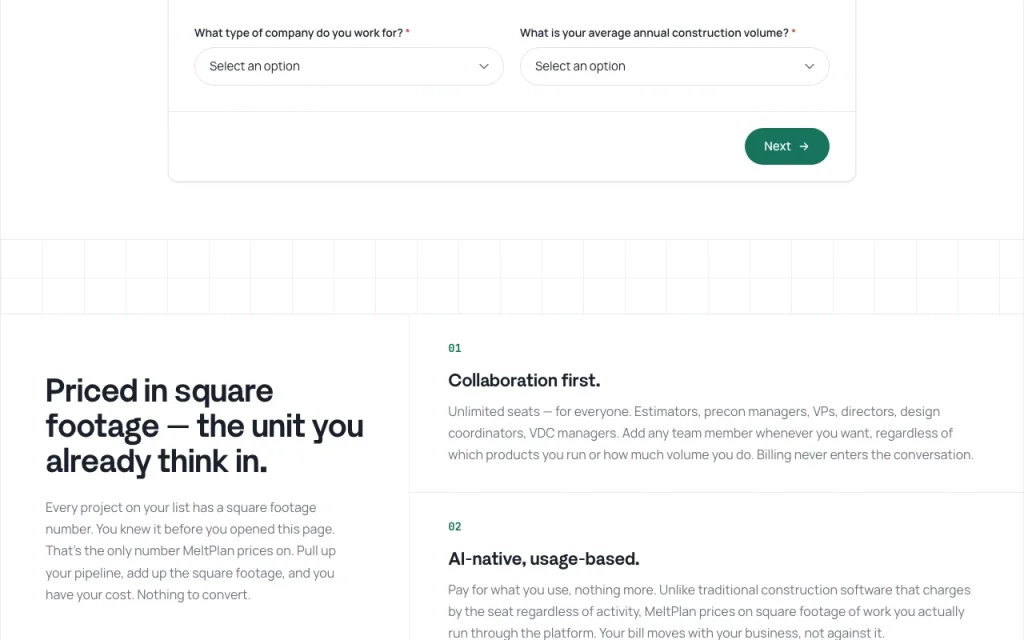 MeltPlan pricing page with plans and prices — screenshot of the productivity & writing AI tool, Oct 2, 2026
