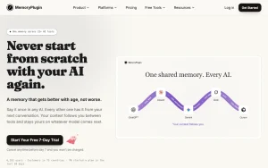 MemoryPlugin pricing page with plans and prices — screenshot of the productivity & writing AI tool, 2026-10-02
