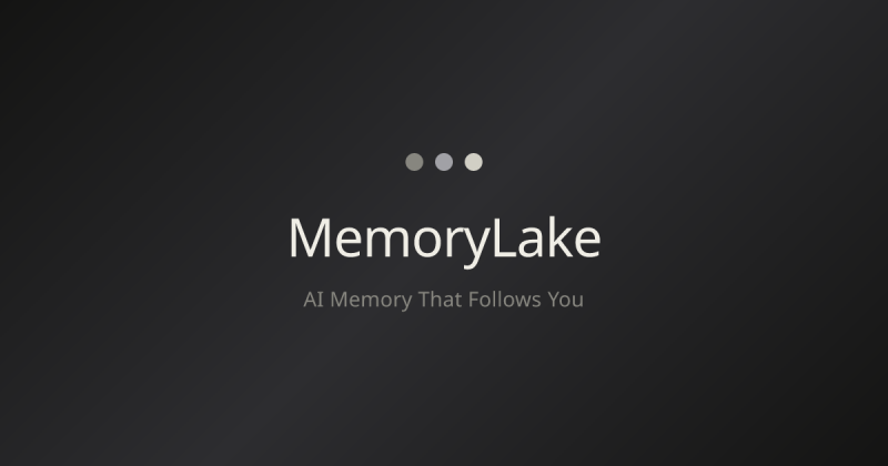 MemoryLake Startseite, Screenshot, KI-Tool produktivität & schreiben